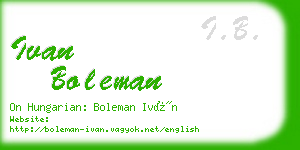 ivan boleman business card